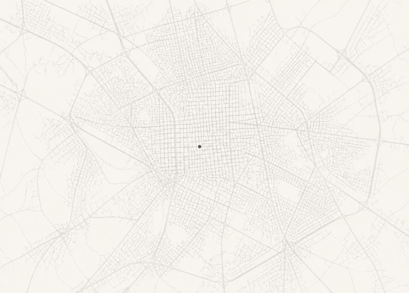 Plano de León, Guanajuato, señalando la ubicación del atelier de Bóveda en Calle Madero.